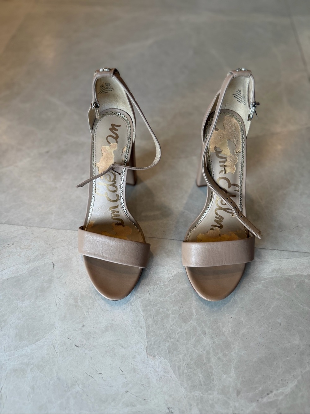 Sam Edelman Taupe yaro Ankle-Strap Block Heel Sandals